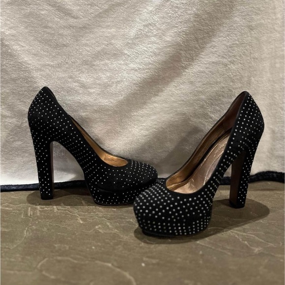 BCBG black studded rhinestone heels - Picture 1 of 4